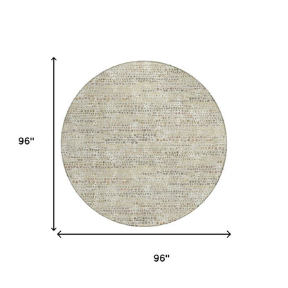 8' Ivory And Beige Round Abstract Washable Indoor Outdoor Area Rug HomeRoots