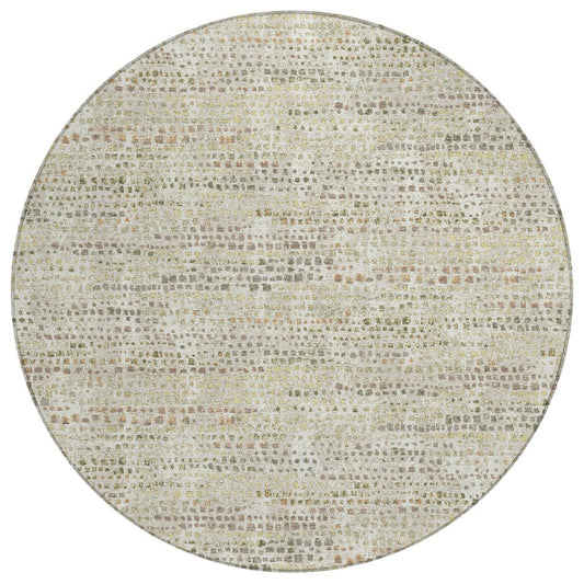 8' Ivory And Beige Round Abstract Washable Indoor Outdoor Area Rug HomeRoots