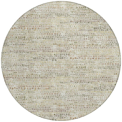 8' Ivory And Beige Round Abstract Washable Indoor Outdoor Area Rug HomeRoots