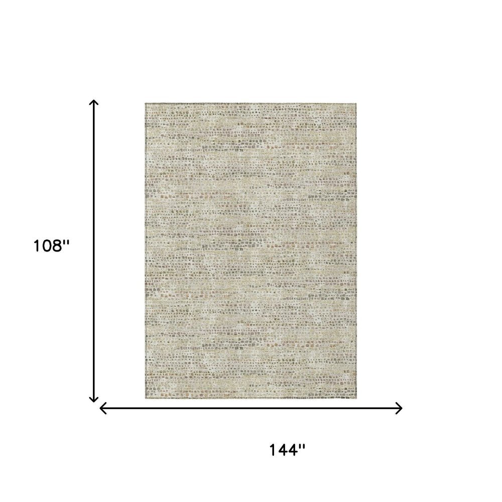 9' X 12' Ivory And Beige Abstract Washable Indoor Outdoor Area Rug HomeRoots