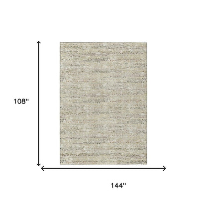 9' X 12' Ivory And Beige Abstract Washable Indoor Outdoor Area Rug HomeRoots