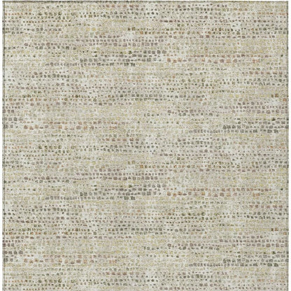 10' X 14' Ivory And Beige Abstract Washable Indoor Outdoor Area Rug