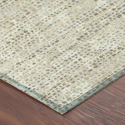 10' X 14' Ivory And Beige Abstract Washable Indoor Outdoor Area Rug