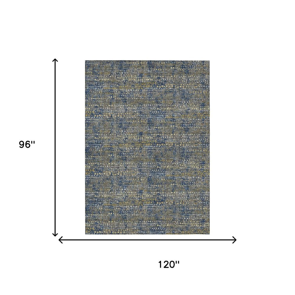 8' X 10' Navy Blue And Blue Abstract Washable Indoor Outdoor Area Rug HomeRoots