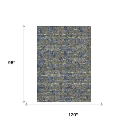 8' X 10' Navy Blue And Blue Abstract Washable Indoor Outdoor Area Rug HomeRoots
