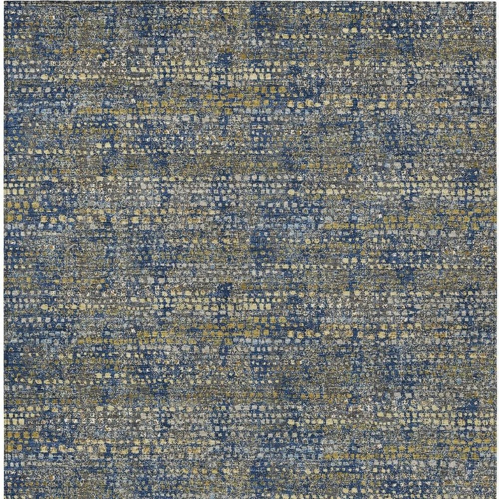 10' X 14' Navy Blue And Blue Abstract Washable Indoor Outdoor Area Rug HomeRoots