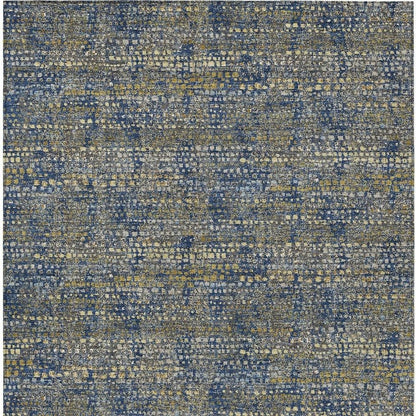 10' X 14' Navy Blue And Blue Abstract Washable Indoor Outdoor Area Rug HomeRoots
