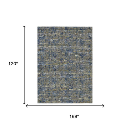 10' X 14' Navy Blue And Blue Abstract Washable Indoor Outdoor Area Rug HomeRoots