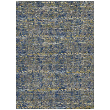 10' X 14' Navy Blue And Blue Abstract Washable Indoor Outdoor Area Rug HomeRoots
