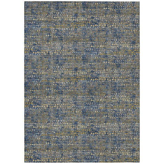 10' X 14' Navy Blue And Blue Abstract Washable Indoor Outdoor Area Rug HomeRoots
