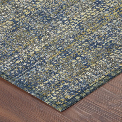 10' X 14' Navy Blue And Blue Abstract Washable Indoor Outdoor Area Rug HomeRoots