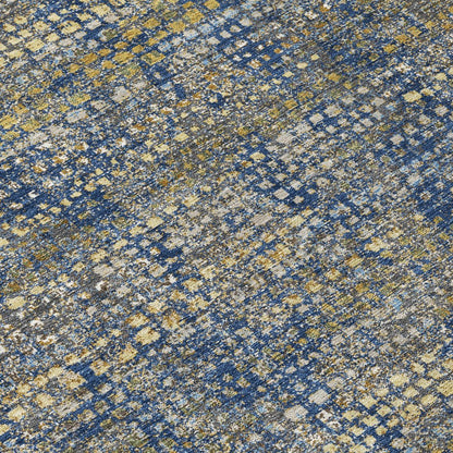 10' X 14' Navy Blue And Blue Abstract Washable Indoor Outdoor Area Rug HomeRoots