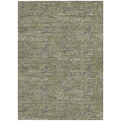 5' X 8' Olive Green And Green Abstract Washable Indoor Outdoor Area Rug HomeRoots