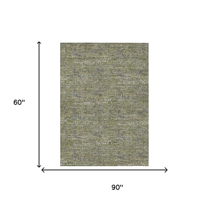 5' X 8' Olive Green And Green Abstract Washable Indoor Outdoor Area Rug HomeRoots