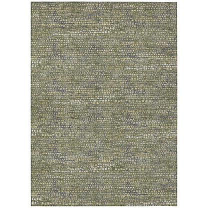 5' X 8' Olive Green And Green Abstract Washable Indoor Outdoor Area Rug HomeRoots