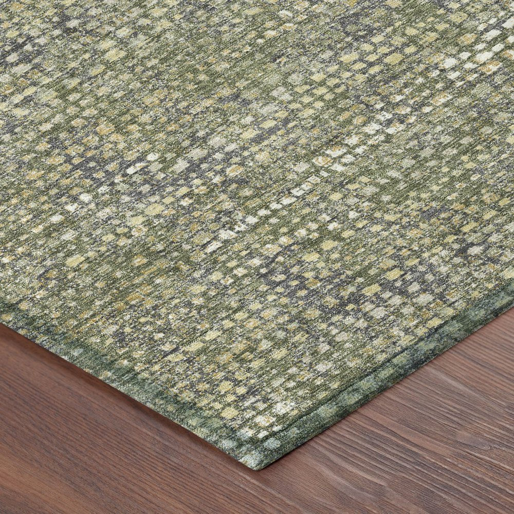5' X 8' Olive Green And Green Abstract Washable Indoor Outdoor Area Rug HomeRoots