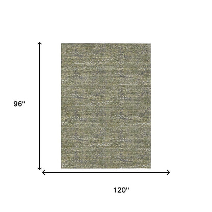8' X 10' Olive Green And Green Abstract Washable Indoor Outdoor Area Rug HomeRoots