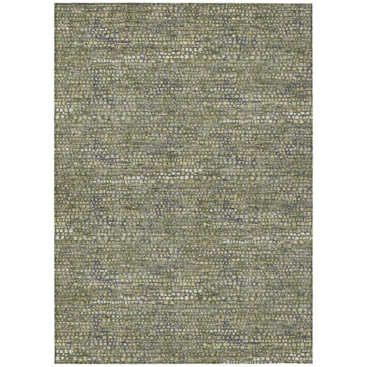 8' X 10' Olive Green And Green Abstract Washable Indoor Outdoor Area Rug HomeRoots