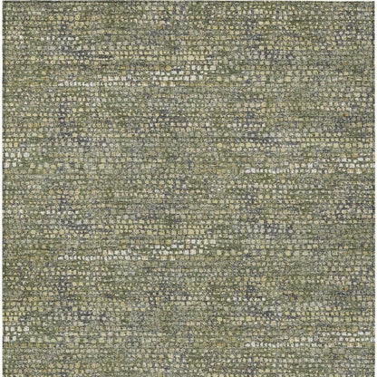 9' X 12' Olive Green And Green Abstract Washable Indoor Outdoor Area Rug HomeRoots