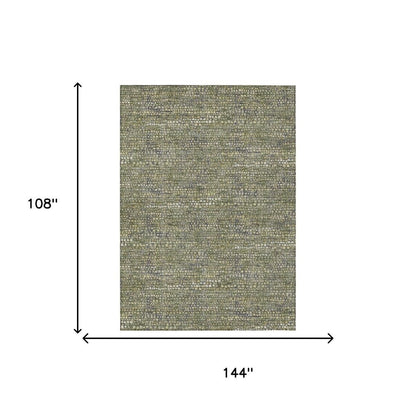 9' X 12' Olive Green And Green Abstract Washable Indoor Outdoor Area Rug HomeRoots