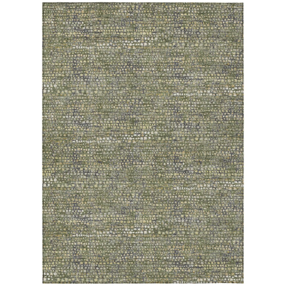 9' X 12' Olive Green And Green Abstract Washable Indoor Outdoor Area Rug HomeRoots