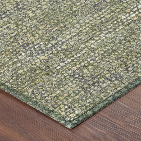 9' X 12' Olive Green And Green Abstract Washable Indoor Outdoor Area Rug HomeRoots