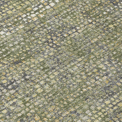 9' X 12' Olive Green And Green Abstract Washable Indoor Outdoor Area Rug HomeRoots