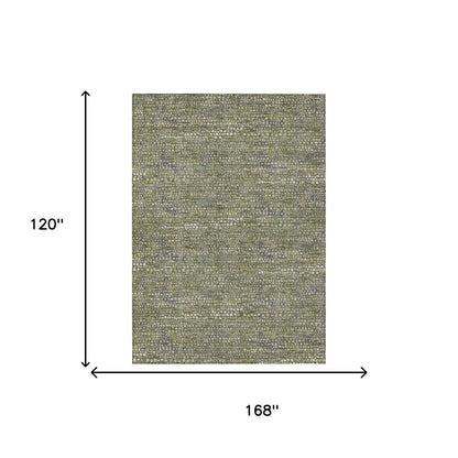 10' X 14' Olive Green And Green Abstract Washable Indoor Outdoor Area Rug HomeRoots