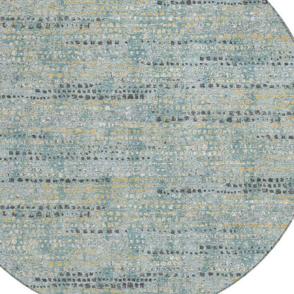 8' Teal Blue And Pewter Round Abstract Washable Indoor Outdoor Area Rug HomeRoots