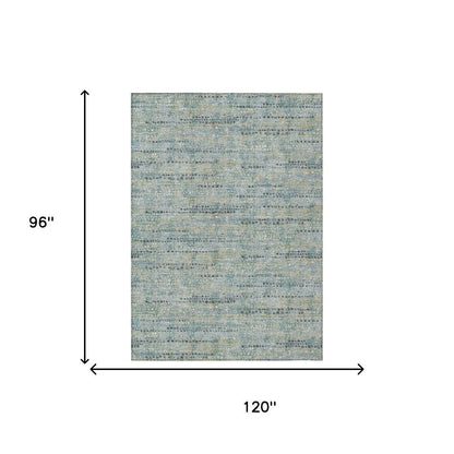 8' X 10' Teal Blue And Pewter Abstract Washable Indoor Outdoor Area Rug HomeRoots