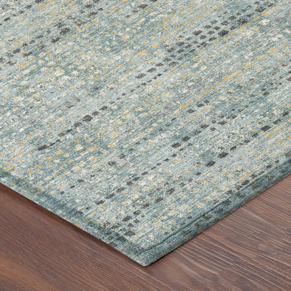 8' X 10' Teal Blue And Pewter Abstract Washable Indoor Outdoor Area Rug HomeRoots