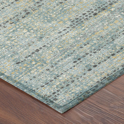 8' X 10' Teal Blue And Pewter Abstract Washable Indoor Outdoor Area Rug HomeRoots
