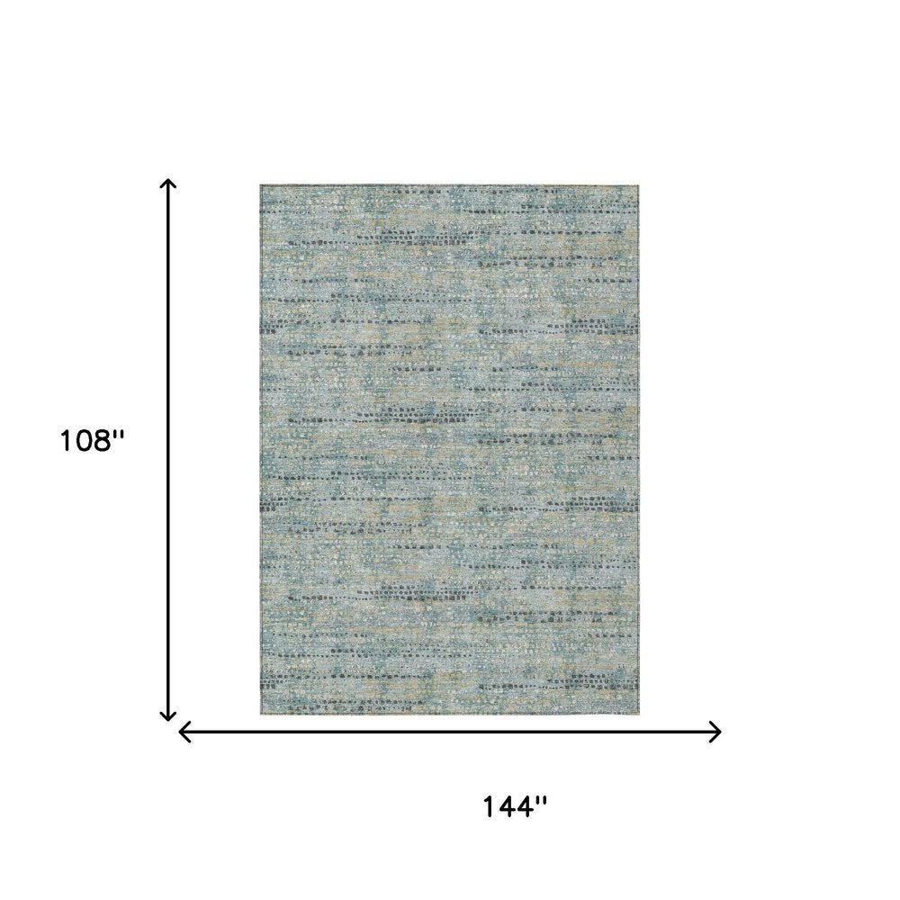 9' X 12' Teal Blue And Pewter Abstract Washable Indoor Outdoor Area Rug HomeRoots