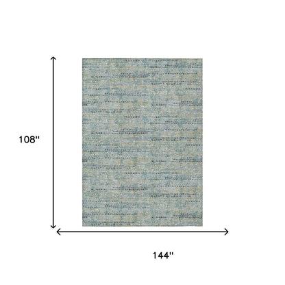 9' X 12' Teal Blue And Pewter Abstract Washable Indoor Outdoor Area Rug HomeRoots