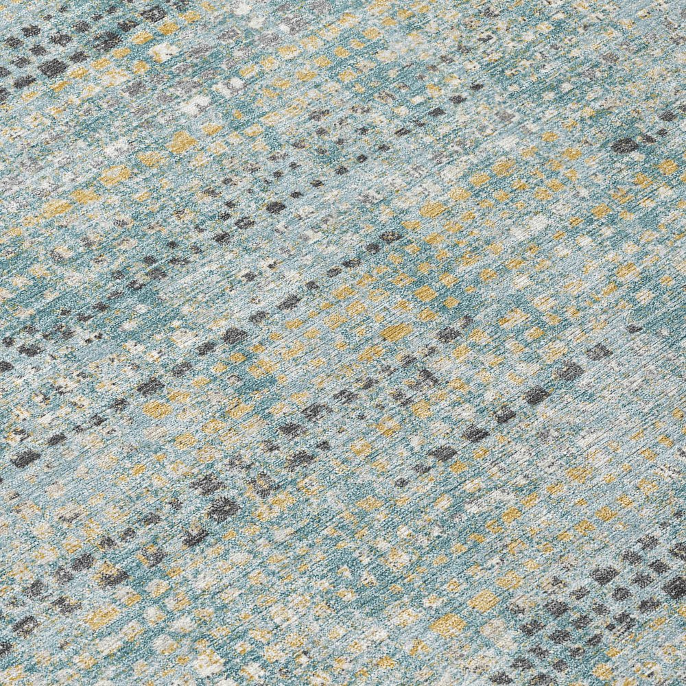 9' X 12' Teal Blue And Pewter Abstract Washable Indoor Outdoor Area Rug HomeRoots