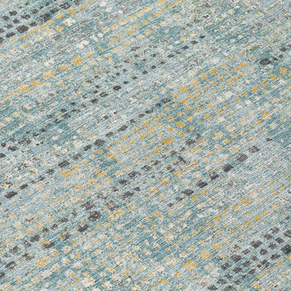 9' X 12' Teal Blue And Pewter Abstract Washable Indoor Outdoor Area Rug HomeRoots