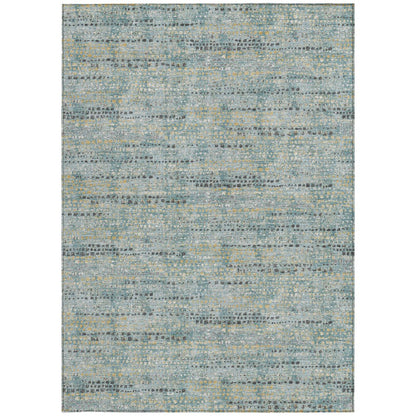 10' X 14' Teal Blue And Pewter Abstract Washable Indoor Outdoor Area Rug HomeRoots