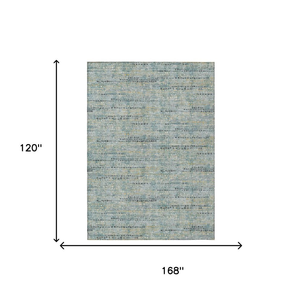 10' X 14' Teal Blue And Pewter Abstract Washable Indoor Outdoor Area Rug HomeRoots