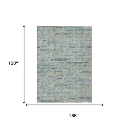 10' X 14' Teal Blue And Pewter Abstract Washable Indoor Outdoor Area Rug HomeRoots