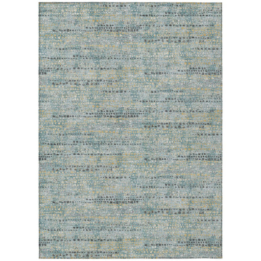 10' X 14' Teal Blue And Pewter Abstract Washable Indoor Outdoor Area Rug HomeRoots