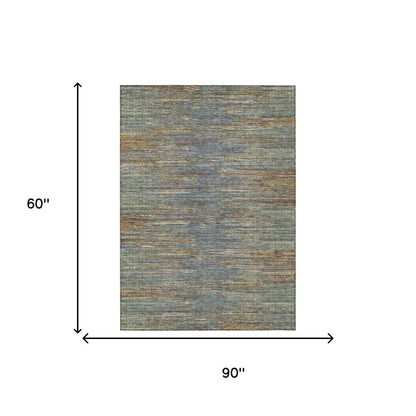 5' X 8' Green And Gray Abstract Washable Indoor Outdoor Area Rug HomeRoots