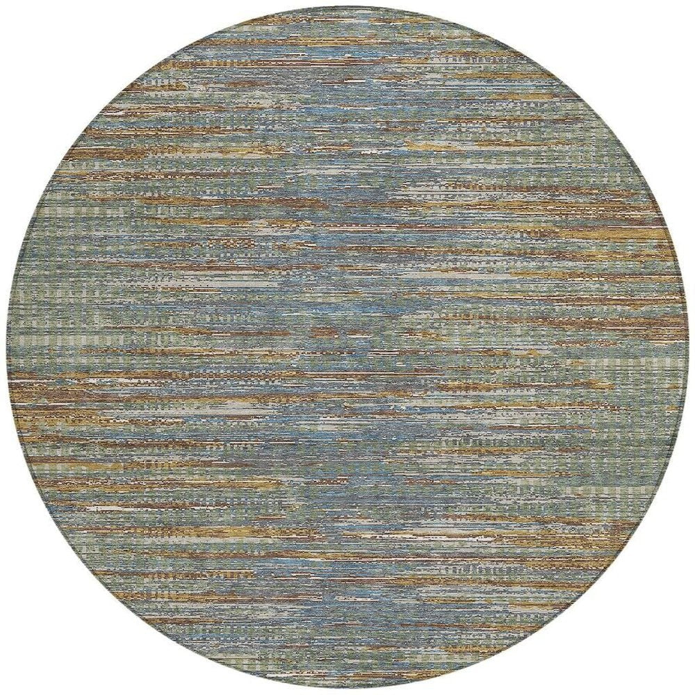 8' Green And Gray Round Abstract Washable Indoor Outdoor Area Rug HomeRoots