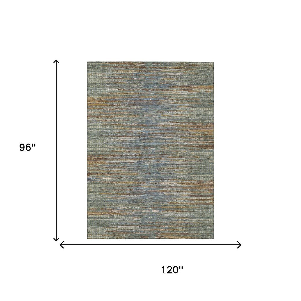 8' X 10' Green And Gray Abstract Washable Indoor Outdoor Area Rug HomeRoots
