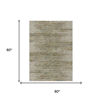 5' X 8' Beige And Brown Abstract Washable Indoor Outdoor Area Rug HomeRoots