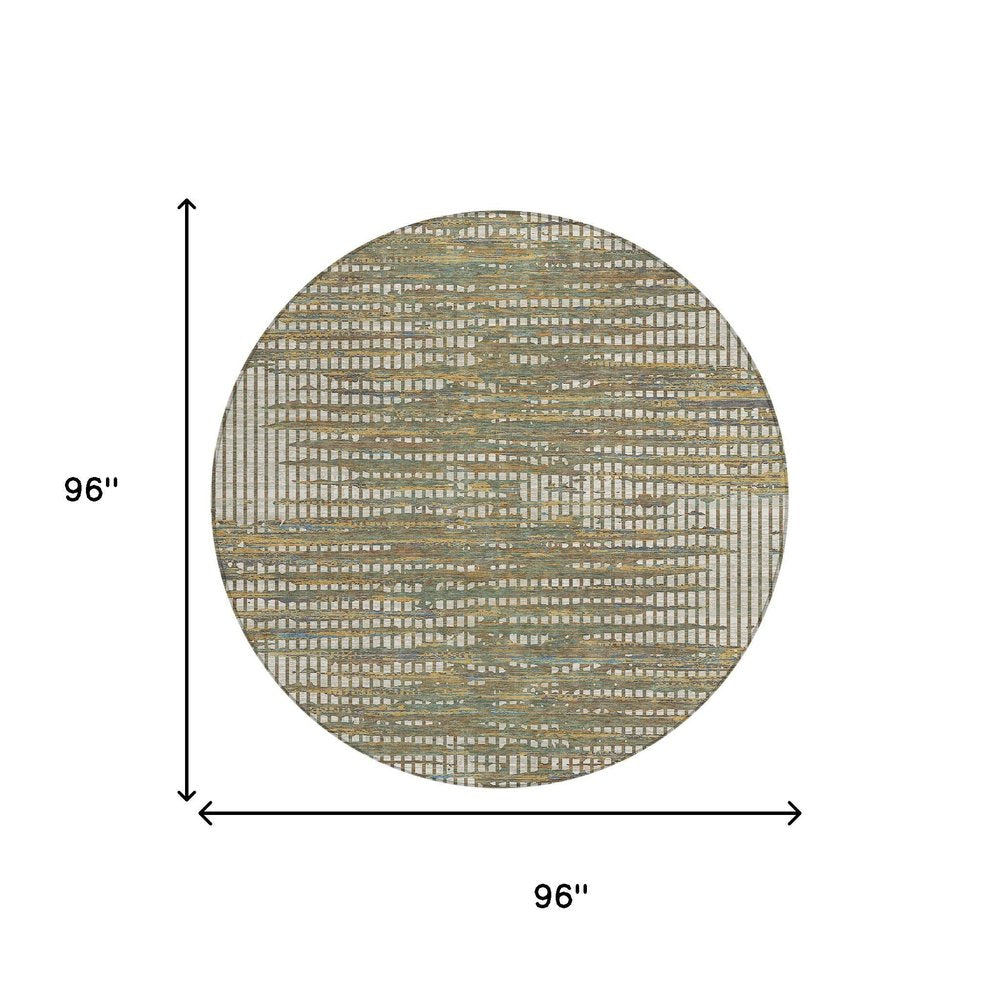 8' Beige And Brown Round Abstract Washable Indoor Outdoor Area Rug HomeRoots