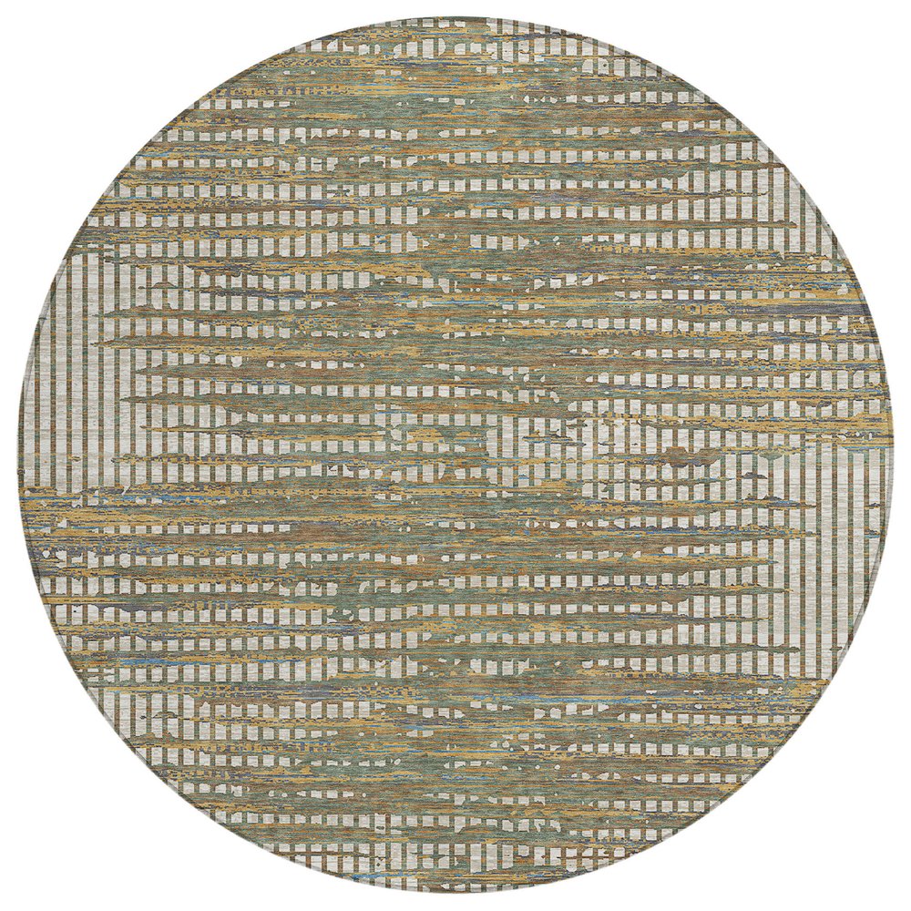 8' Beige And Brown Round Abstract Washable Indoor Outdoor Area Rug HomeRoots