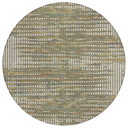 8' Beige And Brown Round Abstract Washable Indoor Outdoor Area Rug HomeRoots