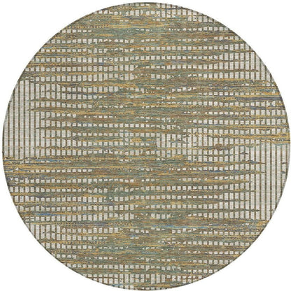 8' Beige And Brown Round Abstract Washable Indoor Outdoor Area Rug HomeRoots