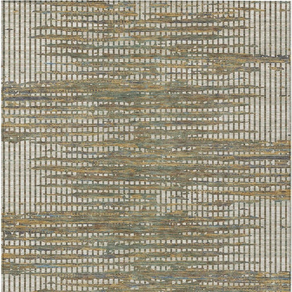 8' X 10' Beige And Brown Abstract Washable Indoor Outdoor Area Rug