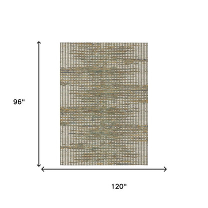 8' X 10' Beige And Brown Abstract Washable Indoor Outdoor Area Rug HomeRoots